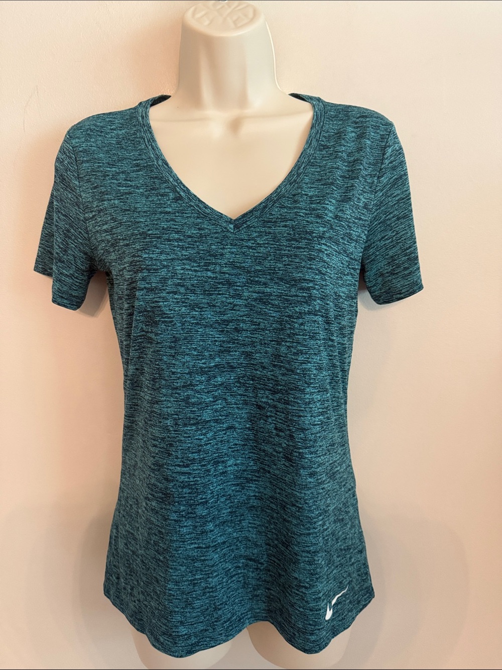 Nike Women's Teal Space-Dye V-Neck Short Sleeve Tee